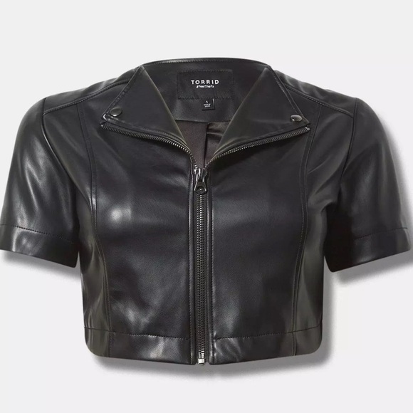 torrid Jackets & Blazers - Faux leather short sleeve cropped jacket